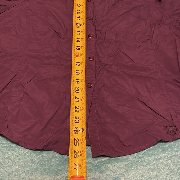 REI PURPLE WOMEN'S SZ 1X  BUTTON UP LONG SLEEVE TOP ZIPPER POCKETS 💯% TACTEL SH - Picture 13 of 16